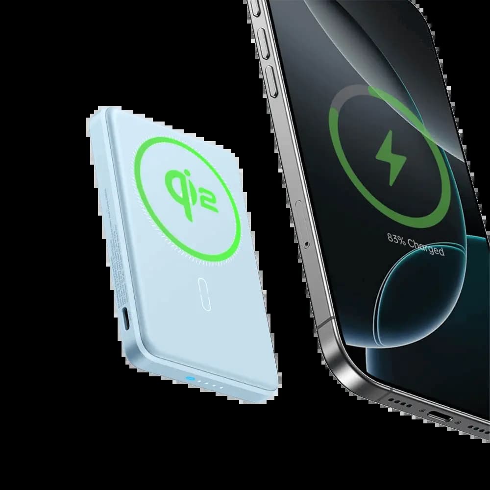 Batterie externe sans fil 15W magnétique 5000mAh charge rapide – ESR MagSlim Argent