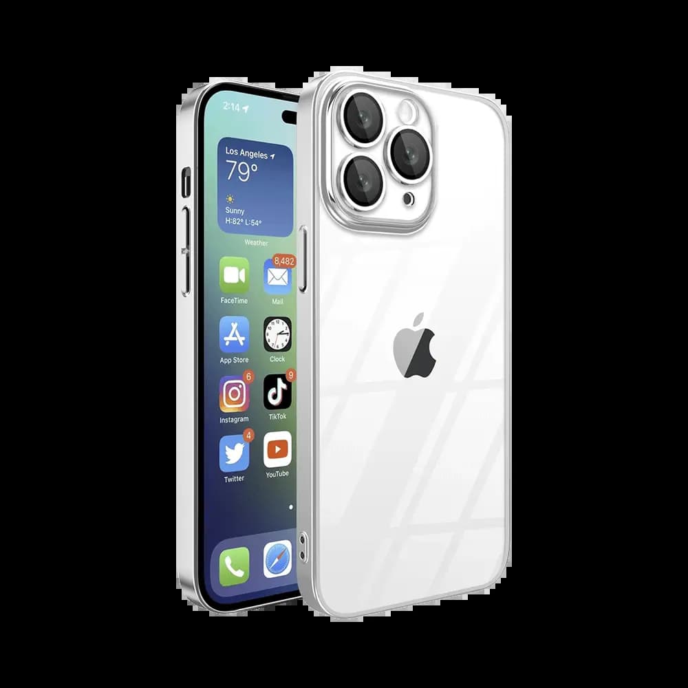 Coque de Protection Crystal Glass JMGOKIT pour Apple iPhone 16 Pro Max Argent