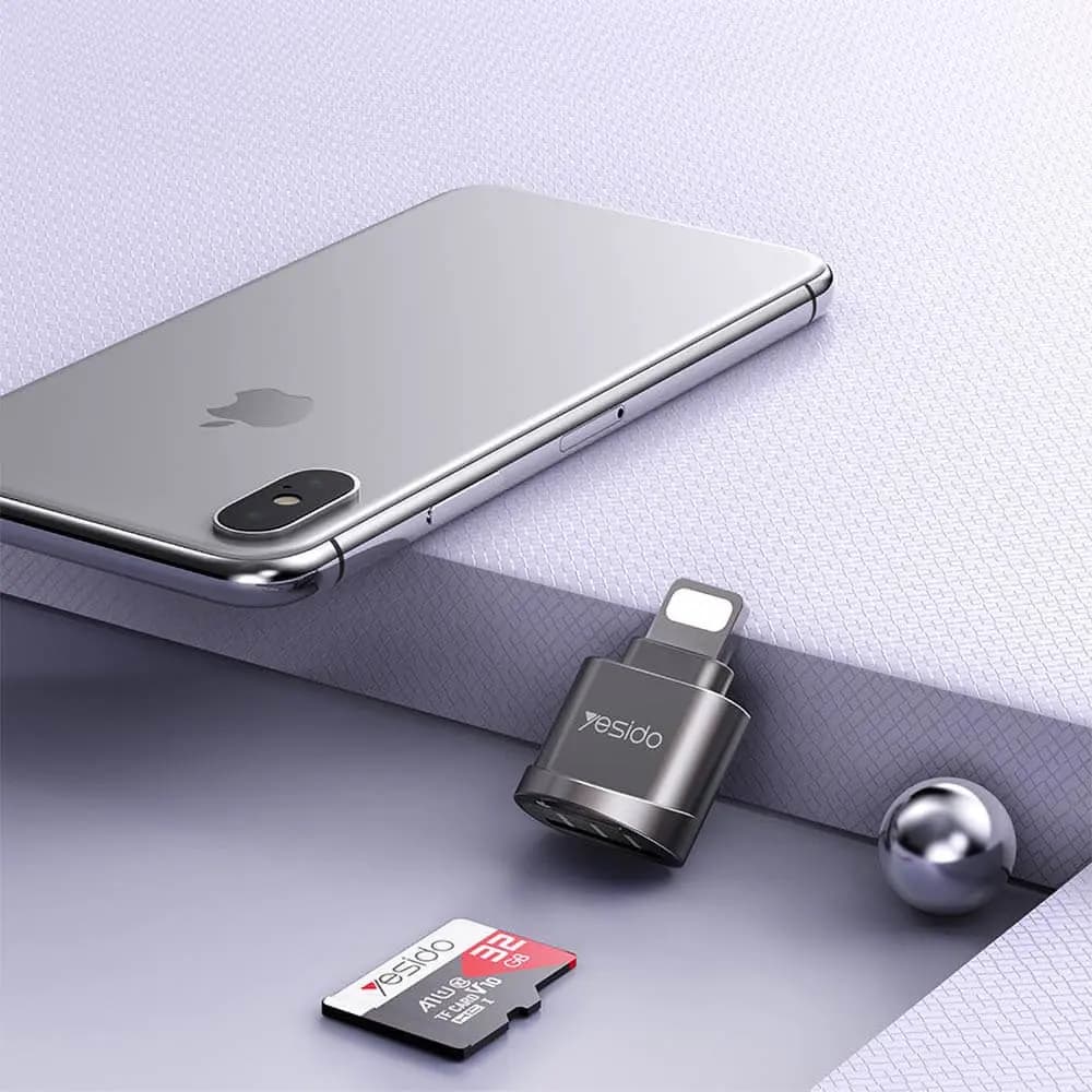 Lecteur de Cartes Yesido Lightning Noir