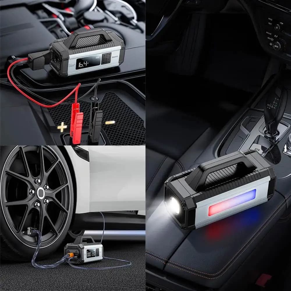 Booster pour Batterie Voiture Yesido 10000mAh avec Gonfleur pour Voiture, Vélo et Ballon Noir - Vue 10