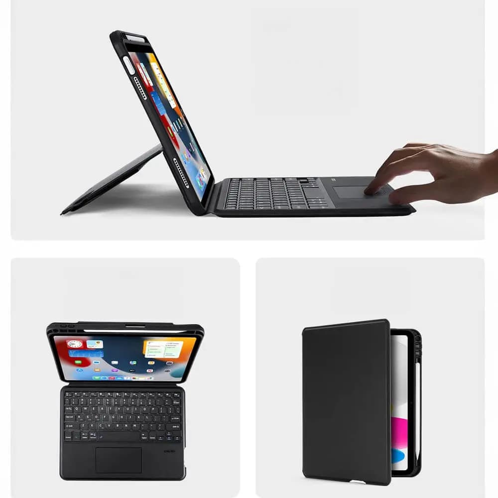 Housse de Protection avec Clavier Rétroéclairé Dux Ducis pour Apple iPad 10 Noir