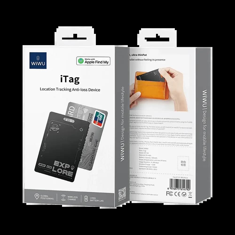 Traceur GPS Wiwu Carte avec Recharge Magnétique Noir