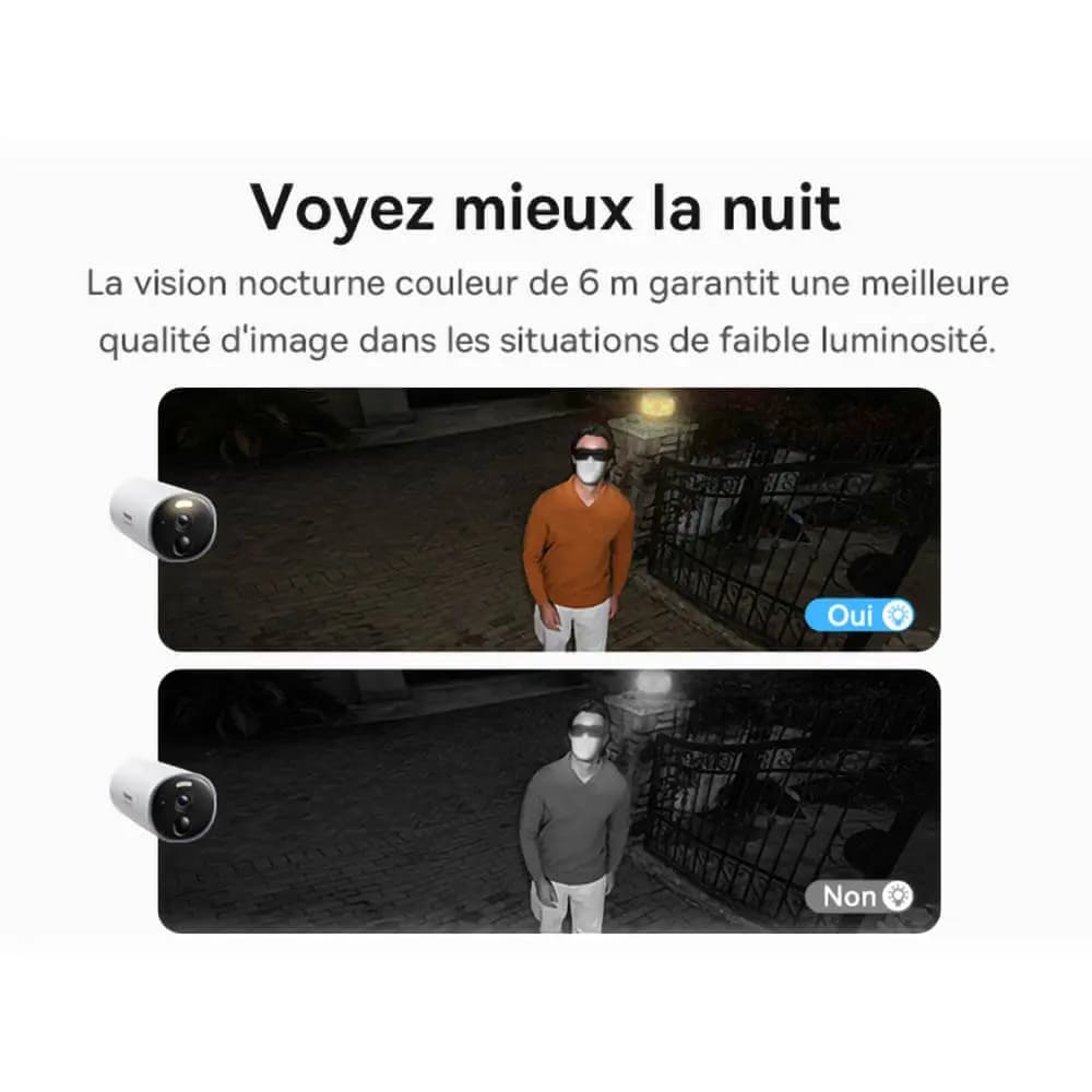Caméra de Surveillance Sans Fil pour Extérieur Baseus 2K 8GB avec Batterie 7800mAh, Vision Nocturne et Micro Bidirectionnel Blanc