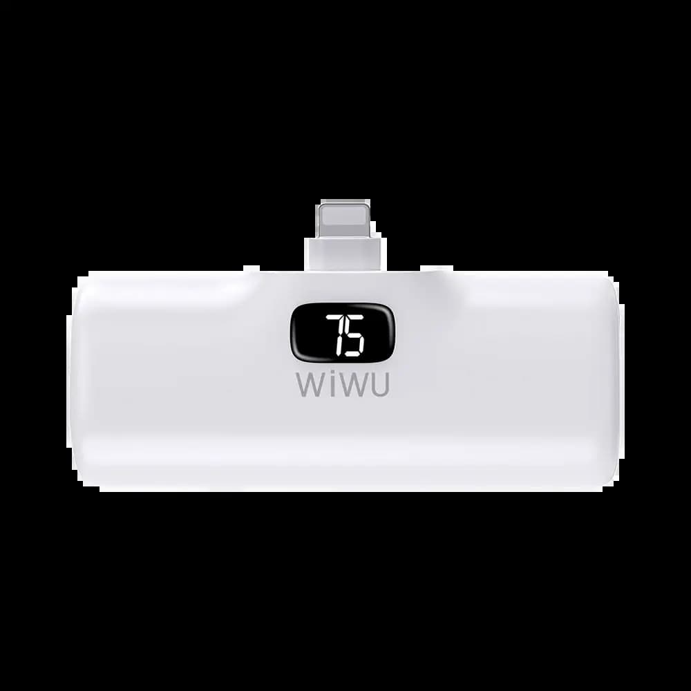 Batterie externe Lightning 5000mAh avec écran digital et support intégré – Wiwu Wi-P017-L Blanc