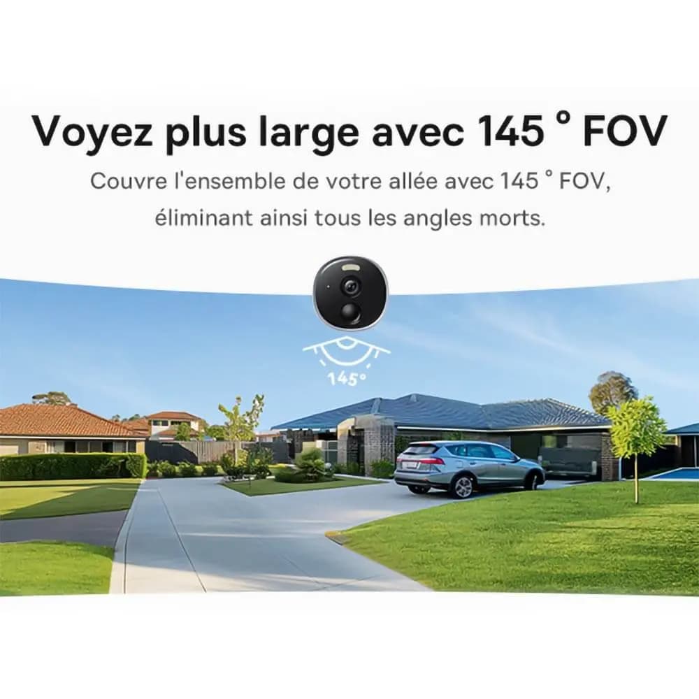 Caméra de Surveillance Sans Fil pour Extérieur Baseus 2K 8GB avec Batterie 7800mAh, Vision Nocturne et Micro Bidirectionnel Blanc