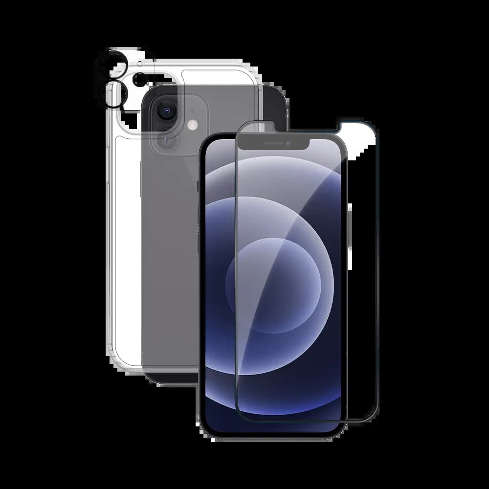 Pack de Protection Coque + Protection Lentille + Verre Trempé PROTECT pour Apple iPhone 12 Mini Transparent