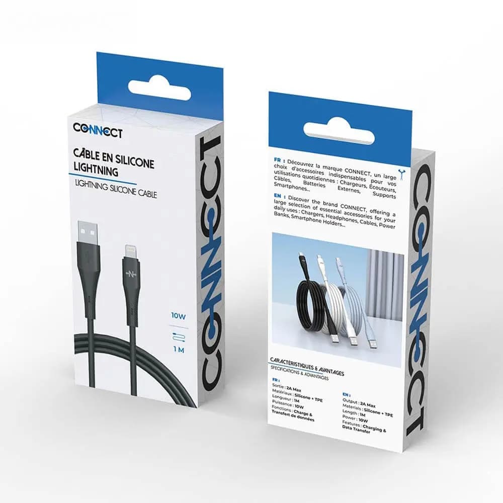 Câble Data USB vers Lightning CONNECT 10W (1m) Noir