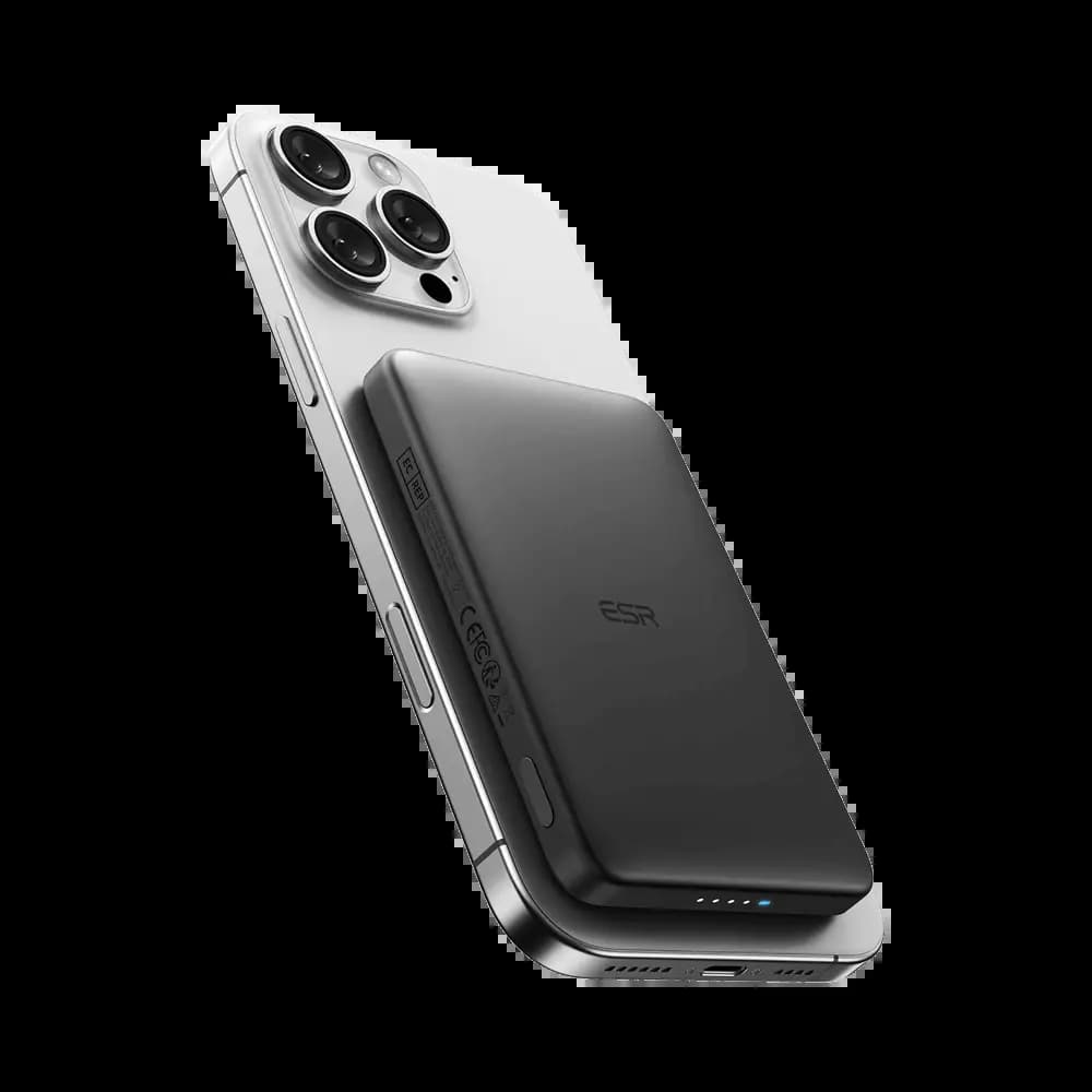 Batterie externe sans fil 15W magnétique 5000mAh charge rapide – ESR MagSlim Argent