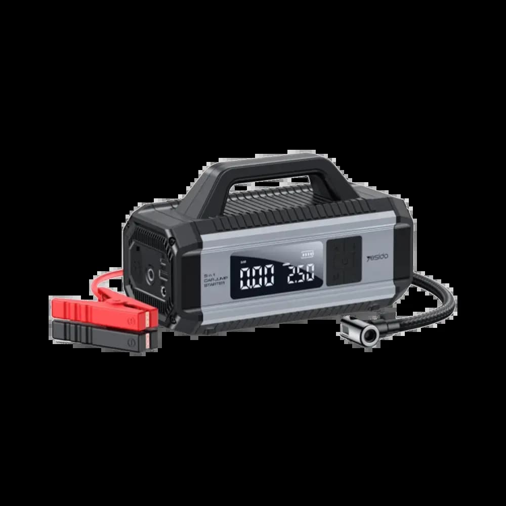 Booster pour Batterie Voiture Yesido 10000mAh avec Gonfleur pour Voiture, Vélo et Ballon Noir