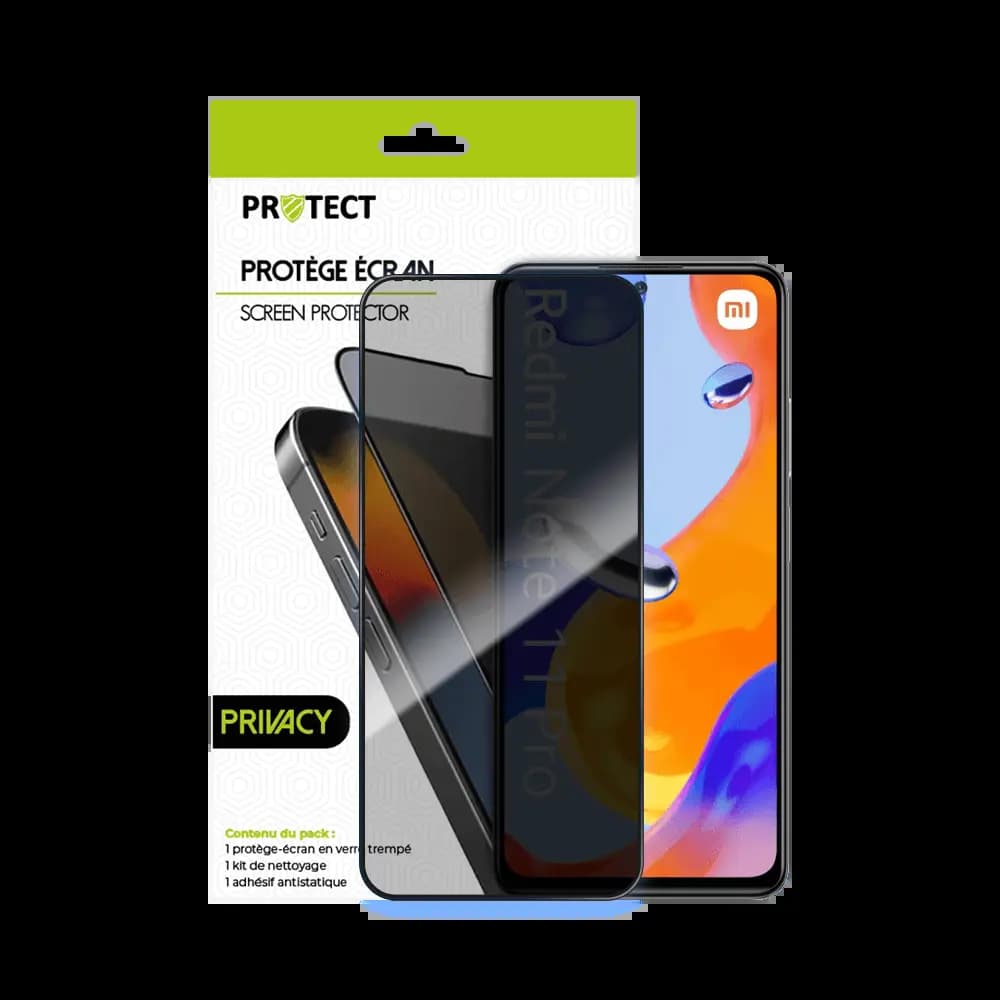 Verre Trempé PRIVACY PROTECT pour Xiaomi Redmi Note 11 Pro 4G & Redmi Note 11 Pro 5G Transparent