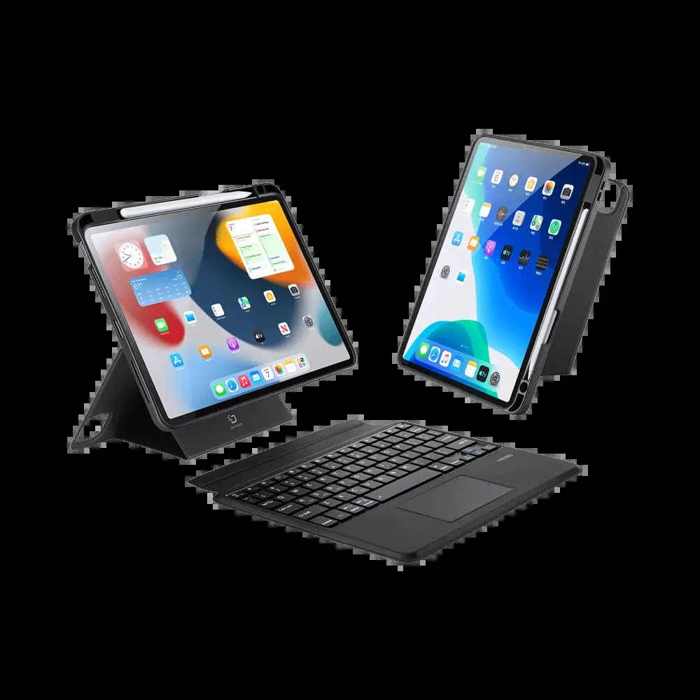 Housse de Protection avec Clavier Rétroéclairé Dux Ducis pour Apple iPad Pro  11" (1e génération & 2e génération), iPad Air 4, iPad Pro 11" (3e génération), iPad Air 5, iPad Pro 11" M2 (4e génération) & iPad Air 11 M2 Noir