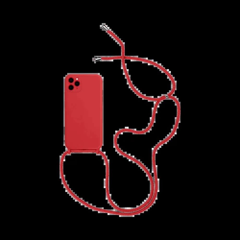 Coque Silicone avec Cordon Apple iPhone 13 Pro Max Rouge