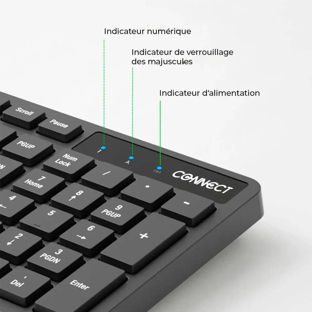 Clavier et Souris sans Fil CONNECT (AZERTY) Noir