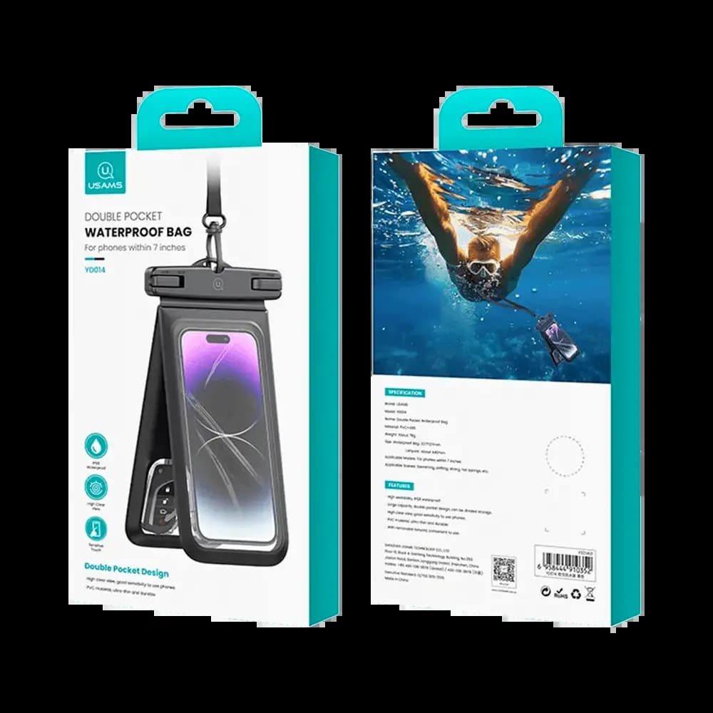 Pochette de Protection Étanche Usams à Double Poche IP68 Noir