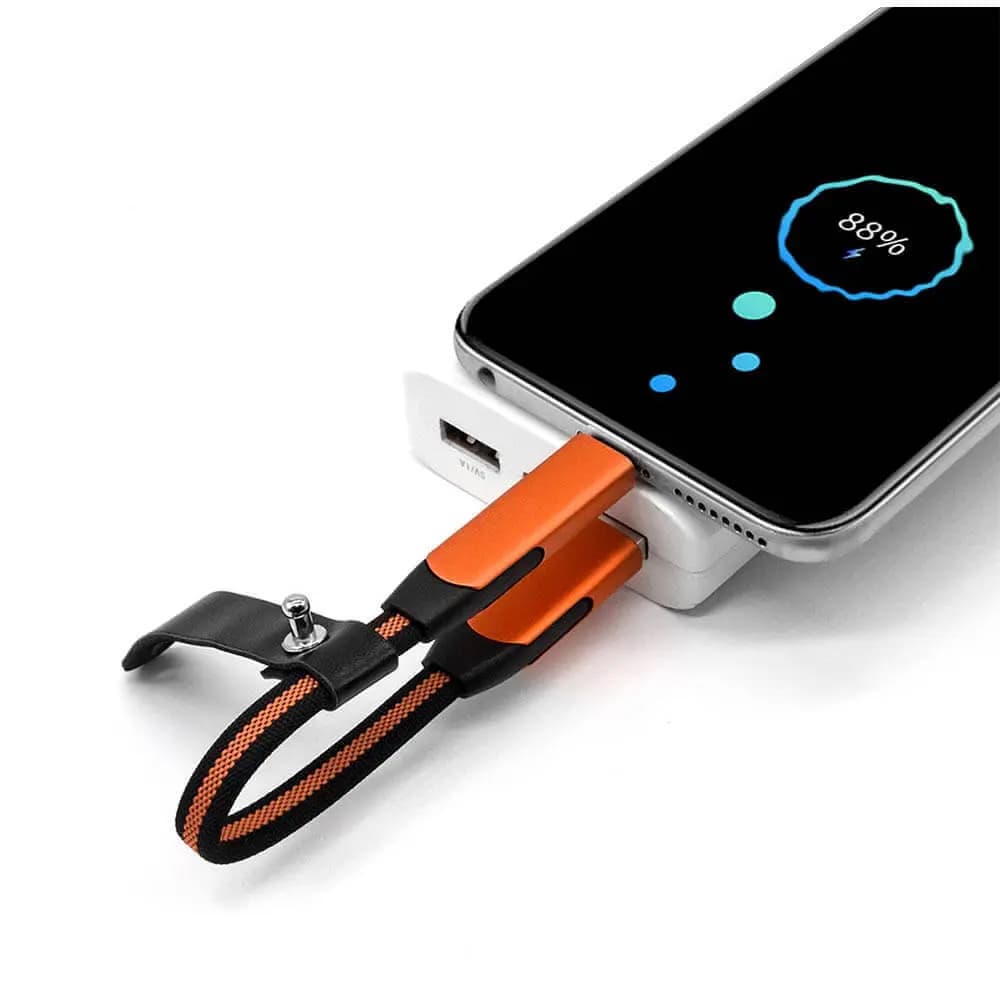 Porte-Clés Multi-Câbles 5 en 1 (Lightning + 2x Type-C + USB-A) Gris