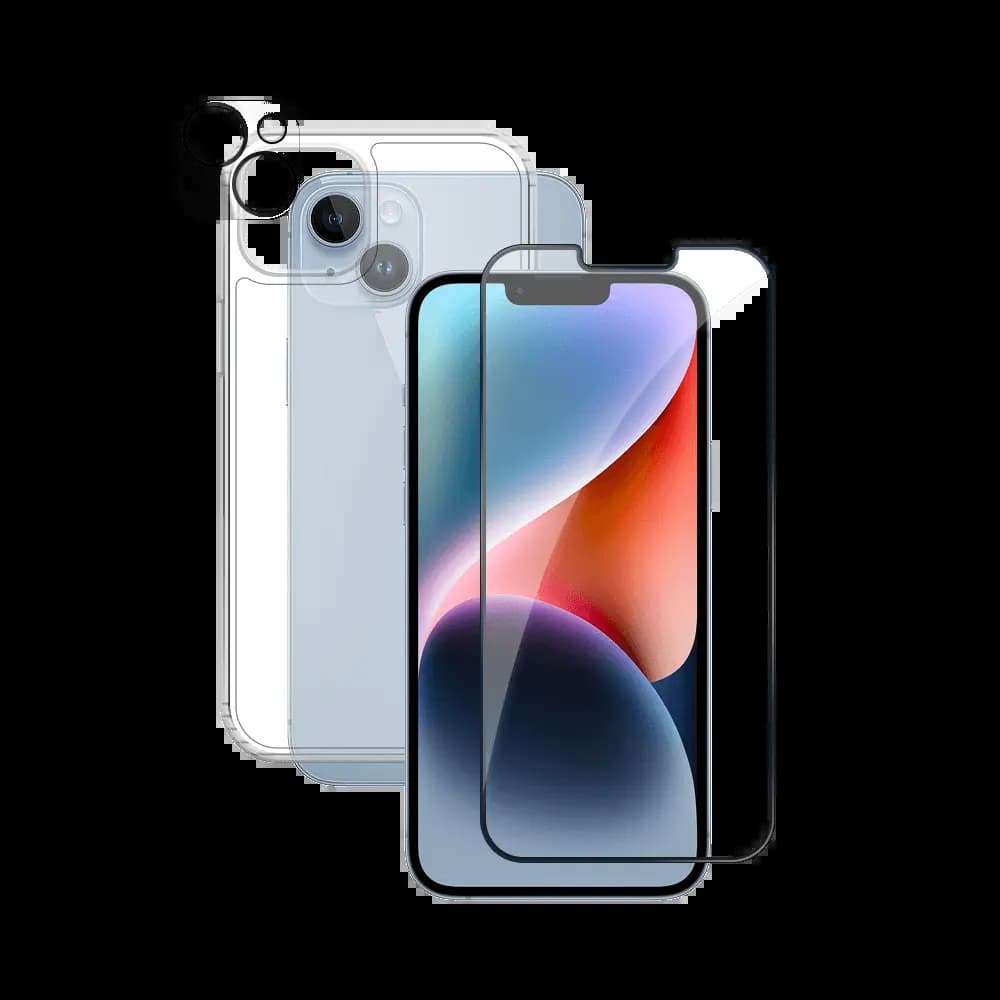 Pack de Protection Coque + Protection Lentille + Verre Trempé PROTECT pour Apple iPhone 14 Transparent