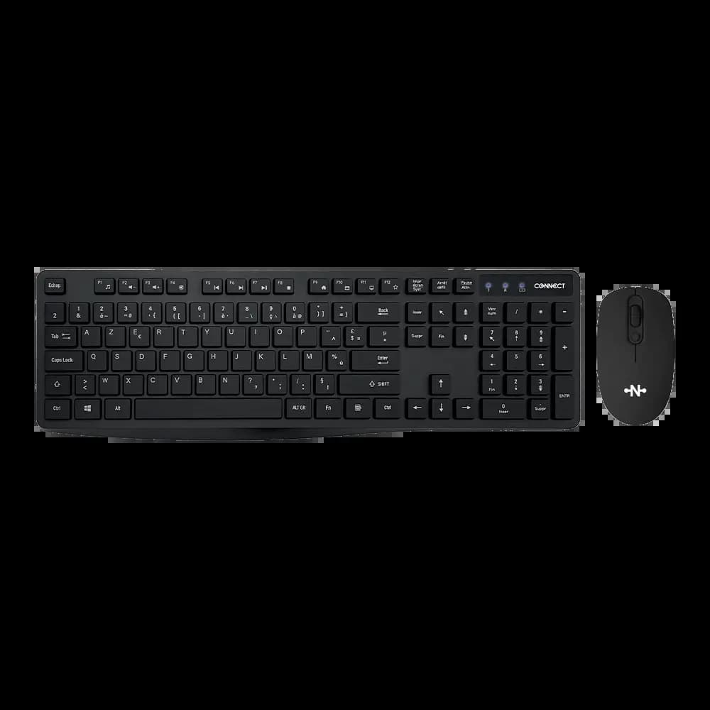 Clavier et Souris sans Fil CONNECT (AZERTY) Noir