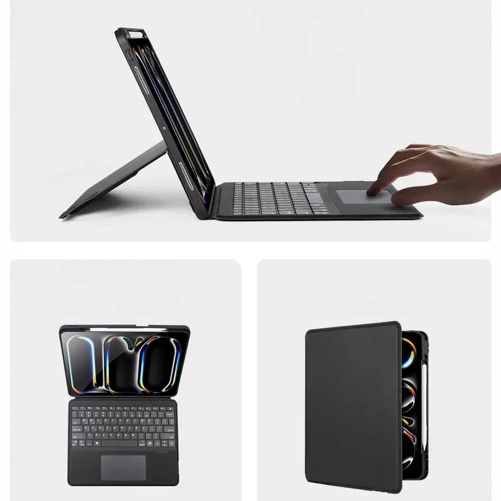 Housse de Protection avec Clavier Rétroéclairé Dux Ducis pour Apple iPad Pro 13" M4 (7e génération) Noir