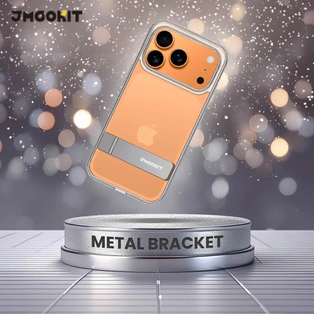 Coque de Protection Metal Bracket JMGOKIT pour Apple iPhone 17 Pro Transparent