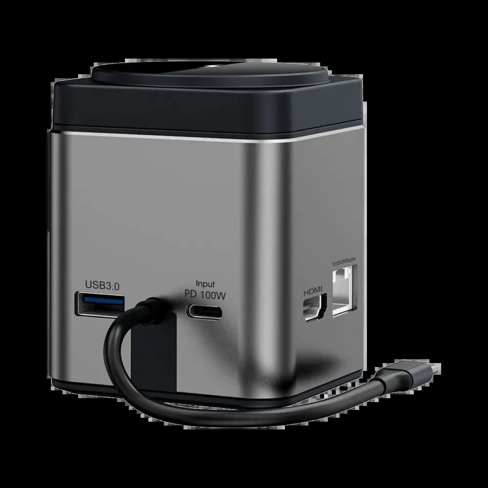 Station D'Accueil Multiport Wiwu USB-C 9 en 1 avec Charge Magnétique 100W Gris