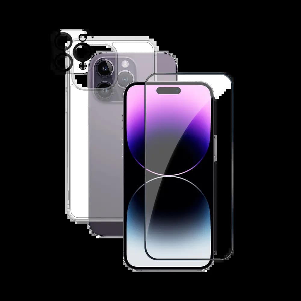 Pack de Protection Coque + Protection Lentille + Verre Trempé PROTECT pour Apple iPhone 14 Pro Transparent