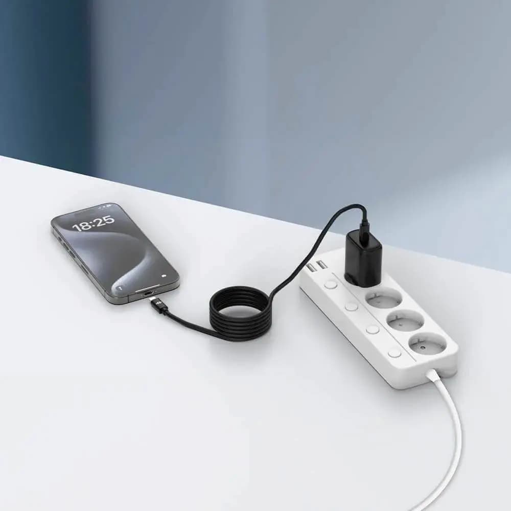 Câble Data Type-C vers Type-C CONNECT Magnétique 60W (1m) Noir