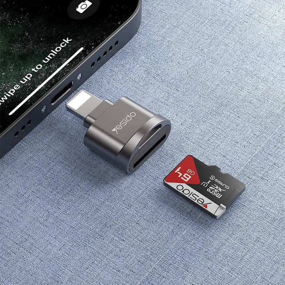 Lecteur de Cartes Yesido Lightning Noir