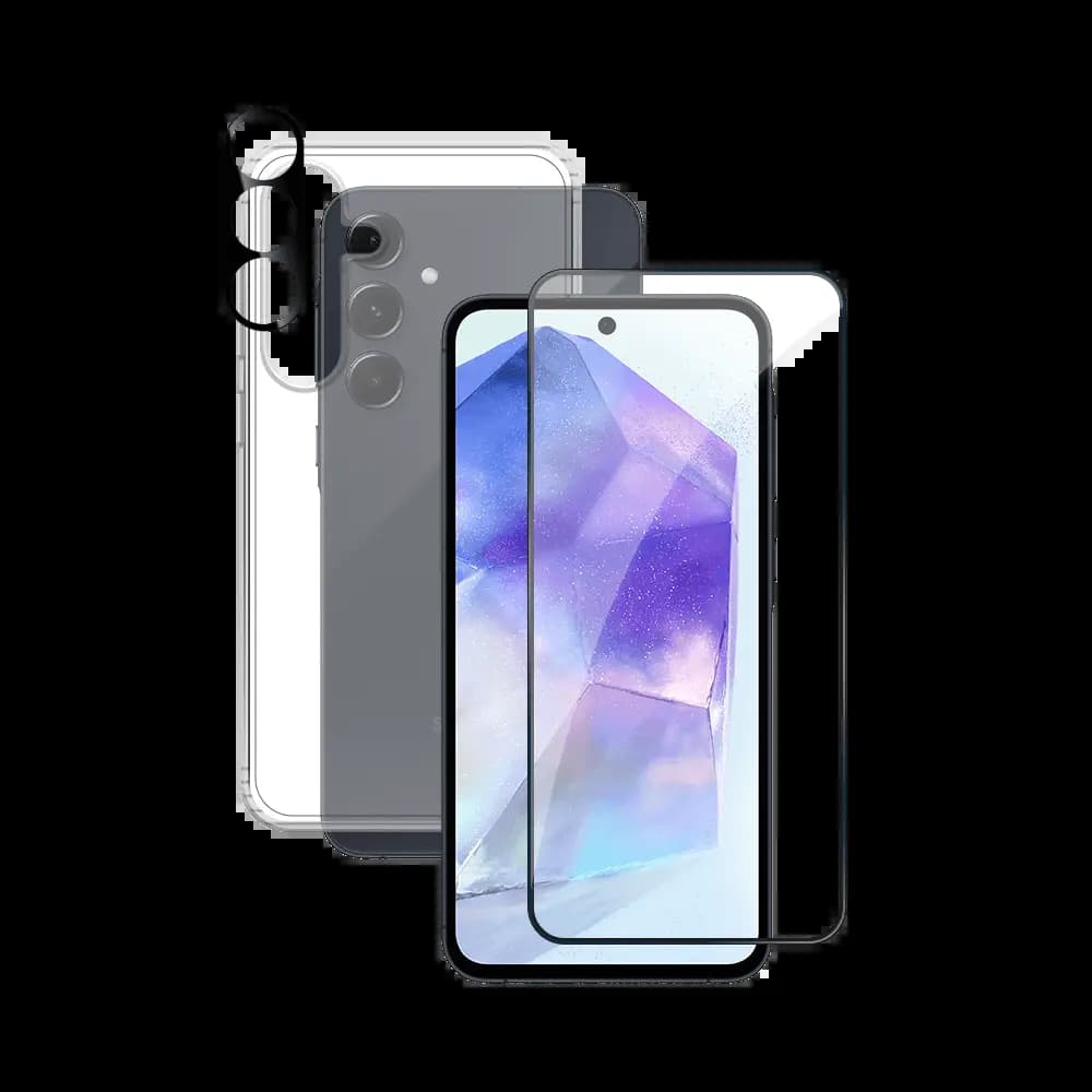 Pack de Protection Coque + Protection Lentille + Verre Trempé PROTECT pour Samsung Galaxy A55 5G Transparent