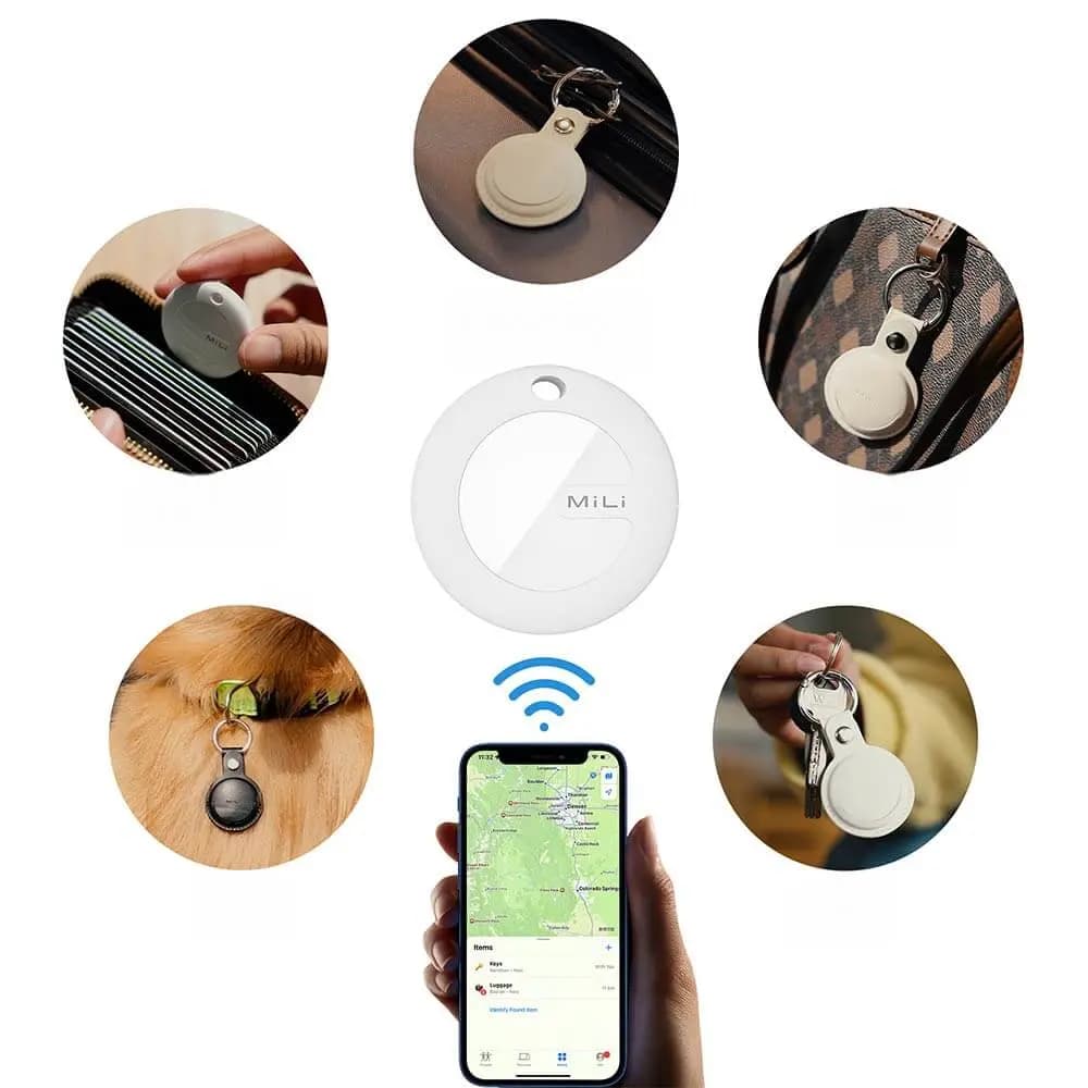 Traceur GPS MILI MiTag iOS avec Étui (x3) Blanc