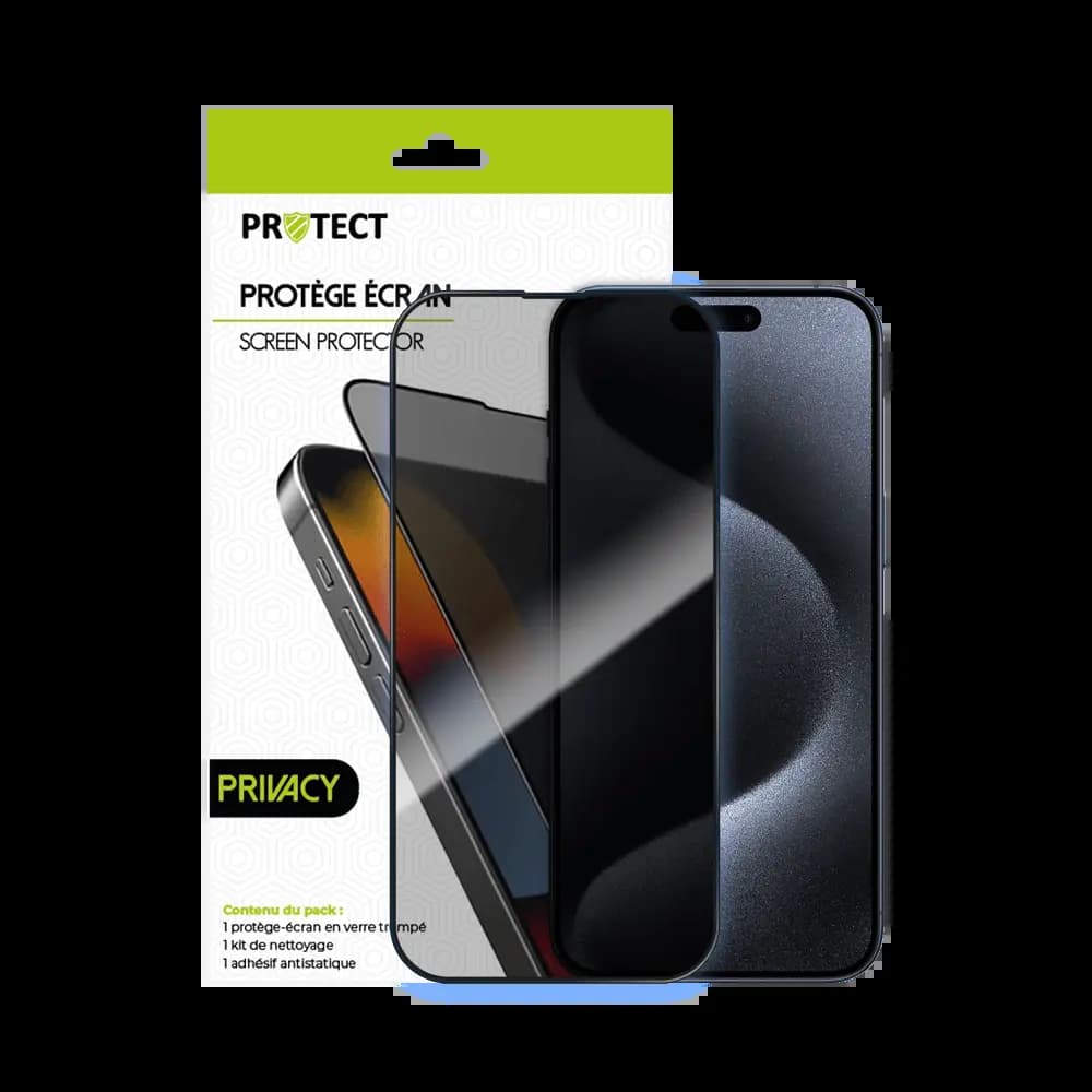 Verre Trempé PRIVACY PROTECT pour Apple iPhone 15 Pro Transparent