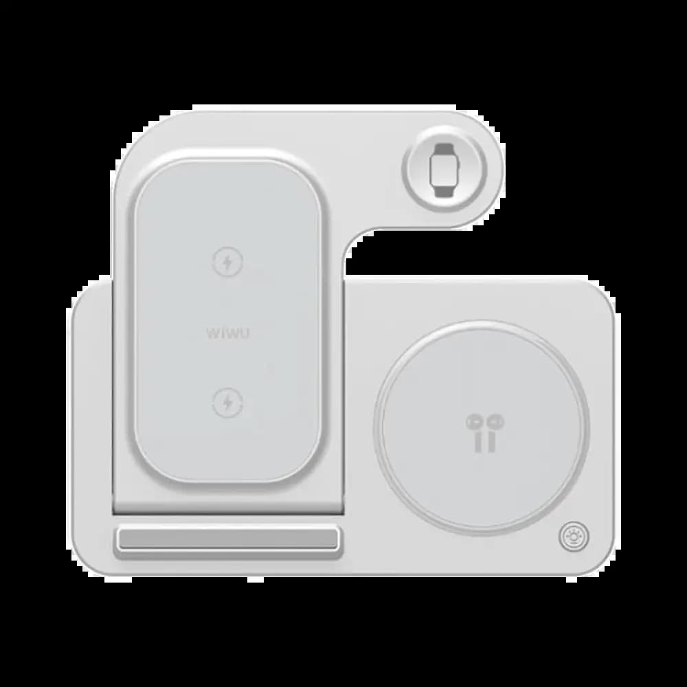 Station de Charge Sans Fil Wiwu 3 en 1 Pliable Blanc