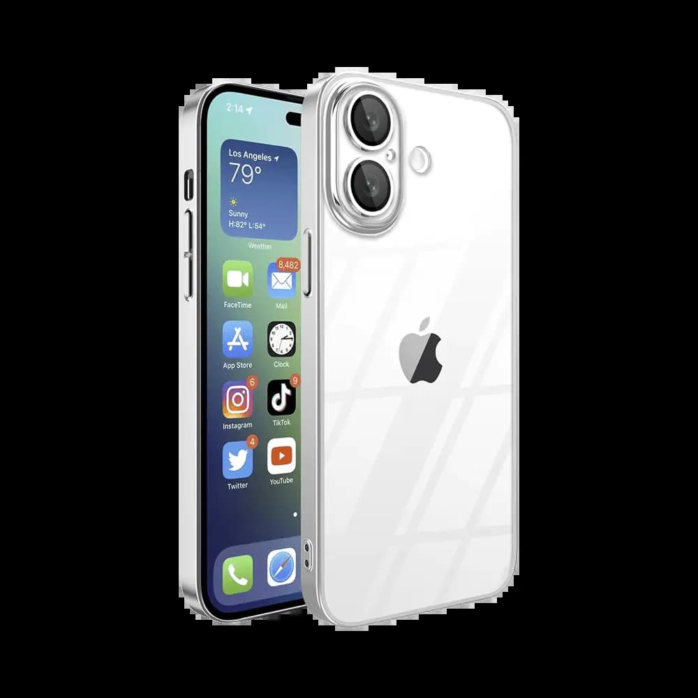 Coque de Protection Crystal Glass JMGOKIT pour Apple iPhone 16 Argent