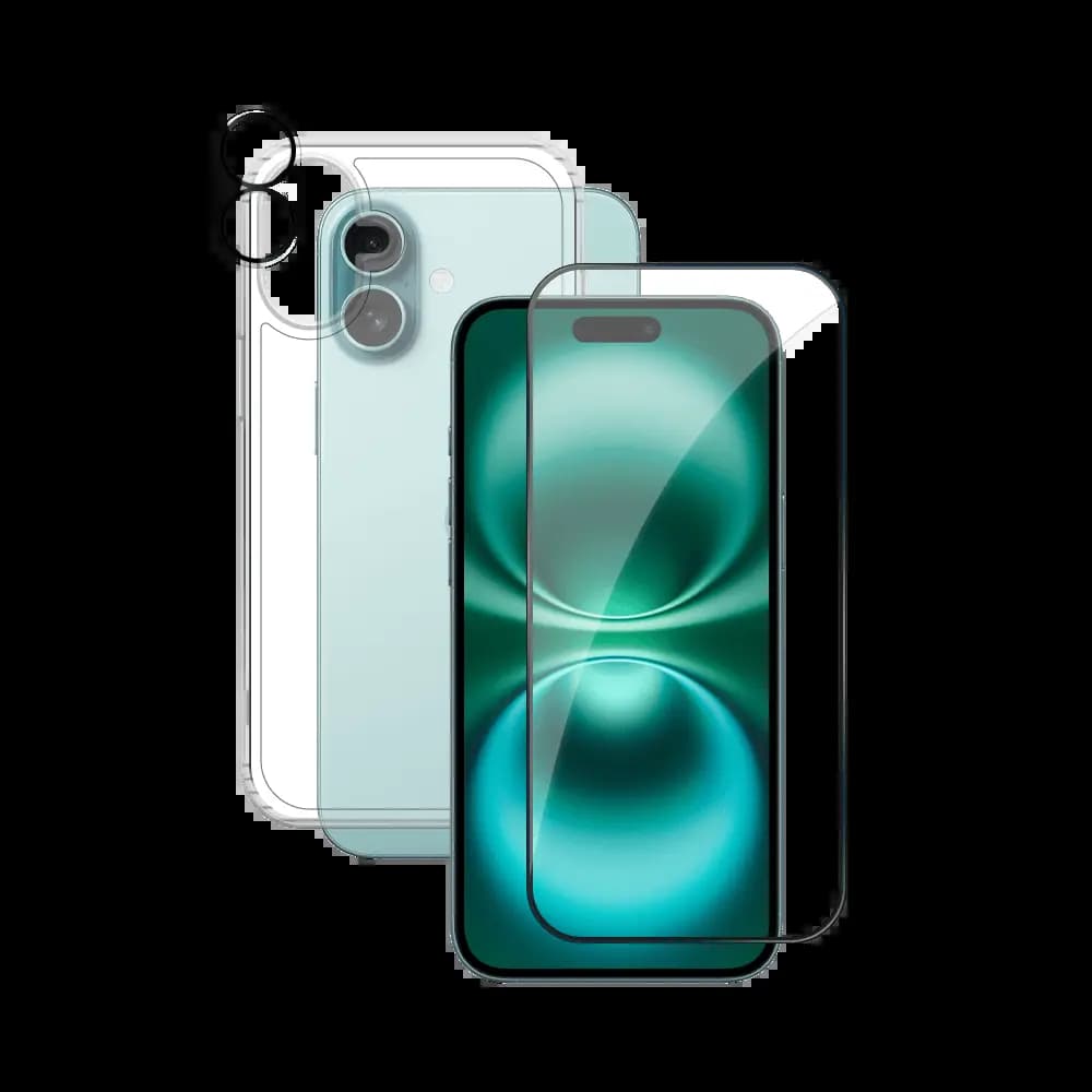Pack de Protection Coque + Protection Lentille + Verre Trempé PROTECT pour Apple iPhone 16 Plus Transparent