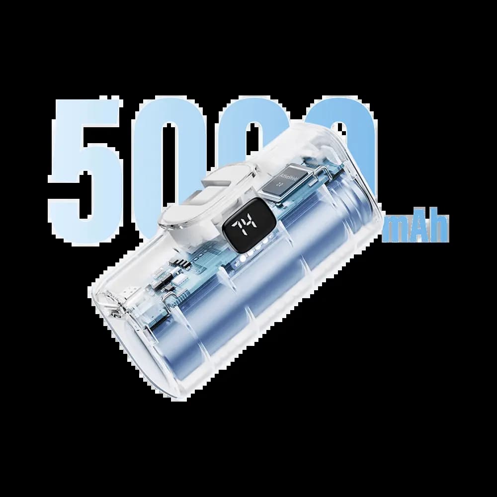 Batterie externe Lightning 5000mAh avec écran digital et support intégré – Wiwu Wi-P017-L Blanc - Vue 9