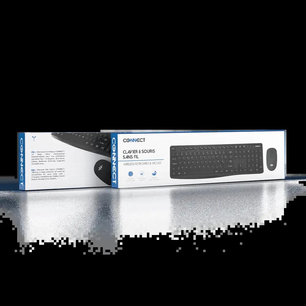 Clavier et Souris sans Fil CONNECT (AZERTY) Noir