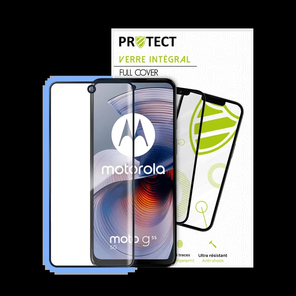 Verre trempé intégral 5D 9H – protection écran Motorola Moto G55 5G – PROTECT Noir