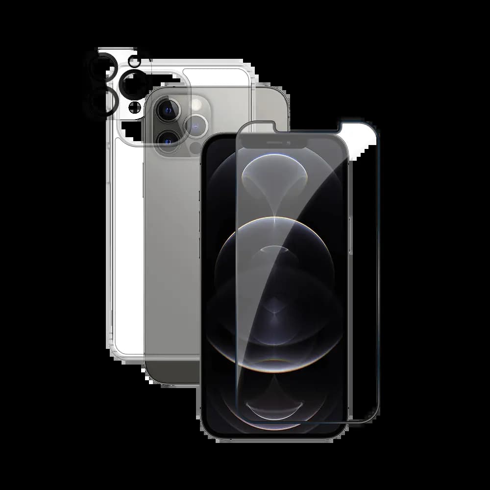 Pack de Protection Coque + Protection Lentille + Verre Trempé PROTECT pour Apple iPhone 12 Pro Transparent