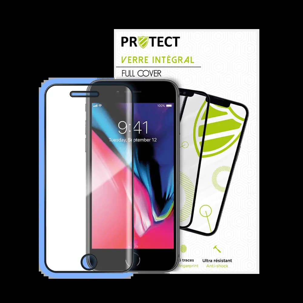 Verre trempé intégral 5D 9H – protection écran compatible Apple iPhone 7 / 8 – PROTECT Noir