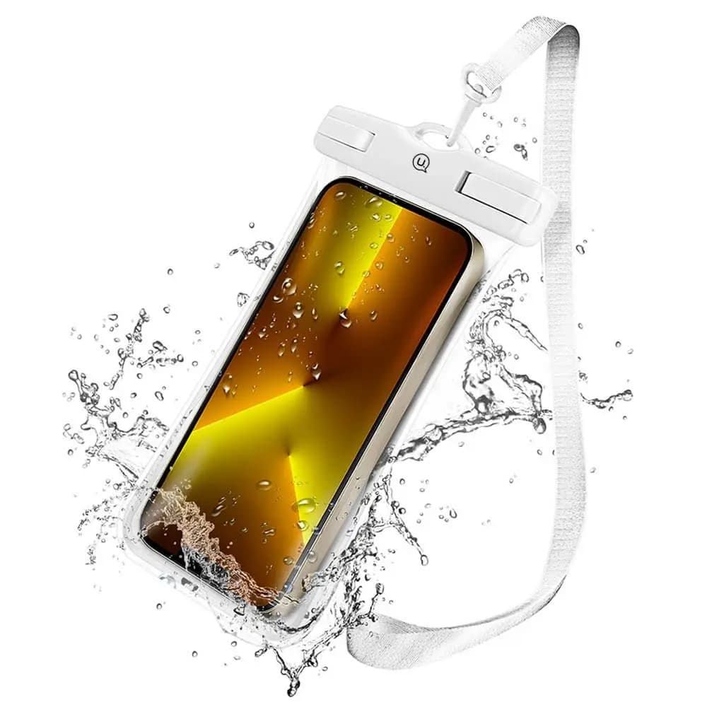 Pochette de Protection Étanche Usams à Double Poche IP68 Blanc