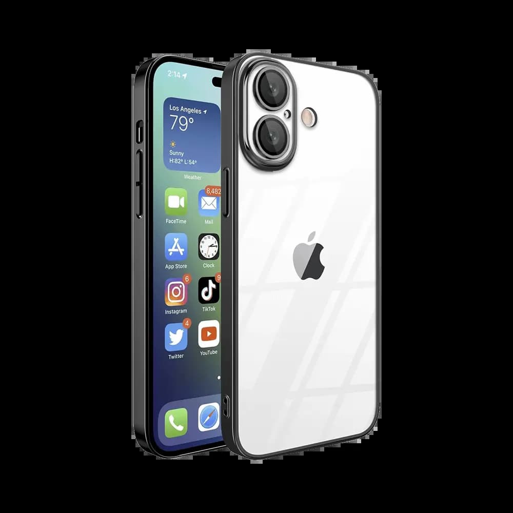 Coque de Protection Crystal Glass JMGOKIT pour Apple iPhone 16 Plus Noir