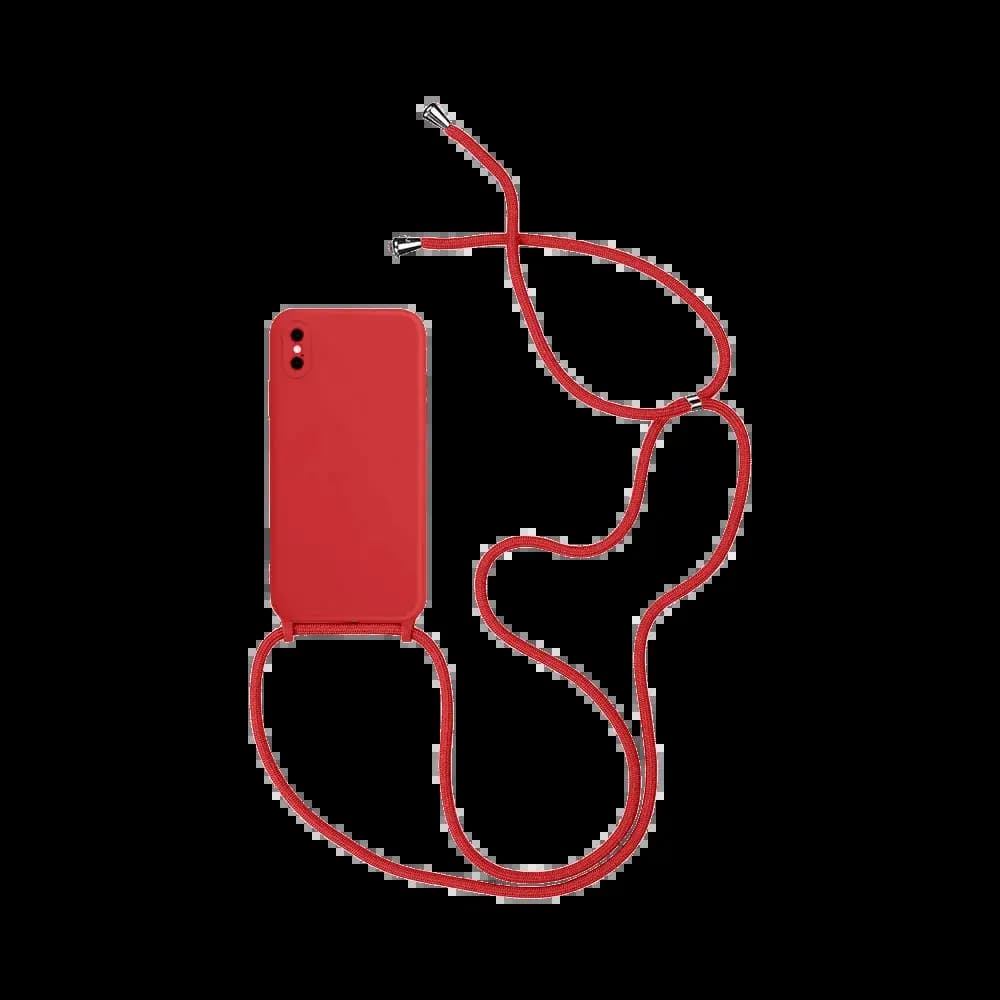 Coque Silicone avec Cordon Apple iPhone XS Max Rouge