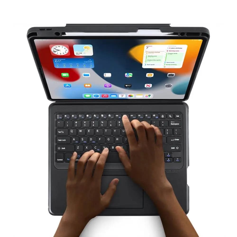 Housse de Protection avec Clavier Rétroéclairé Dux Ducis pour Apple iPad Pro 12.9" (3e génération, 4e génération & 5e génération), iPad Pro 12.9" M2 (6e génération) & iPad Air 13 M2 Noir