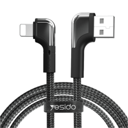 Câble Data USB vers Lightning Yesido 90° Noir