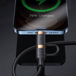 Câble Data Multi Usams USB + Type-C vers Type-C + Lightning PD 3A (1.2m) Noir