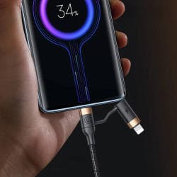 Câble Data Multi Usams USB + Type-C vers Type-C + Lightning PD 3A (1.2m) Noir