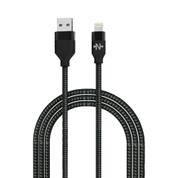 Câble Data Nylon Tressé USB vers Lightning CONNECT (1m) Noir